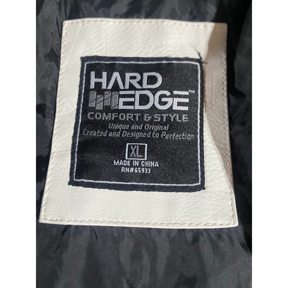 Hard Edge White Faux Leather Bomber Jacket Full Zip Men's Size XL - Picture 5 of 9